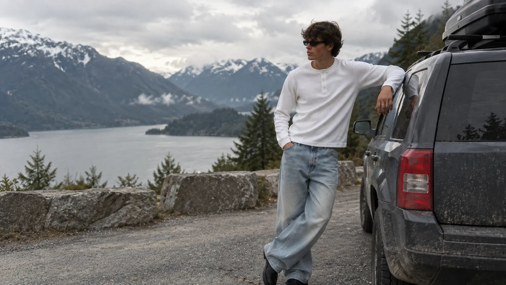 Matteo Henley styled with relaxed denim