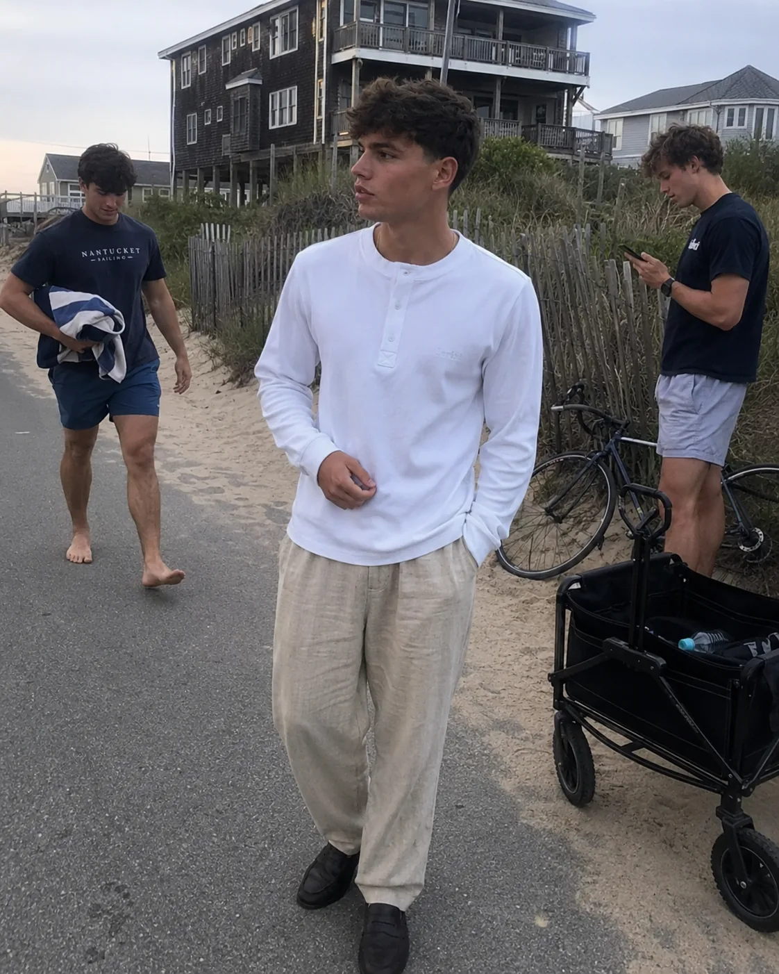 Matteo long sleeve henley styled in white