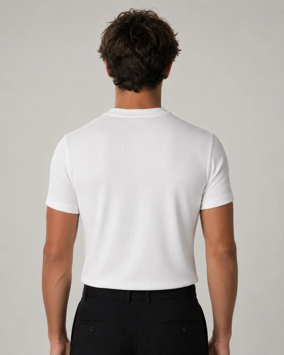 Aurelio white short sleeve henley back view